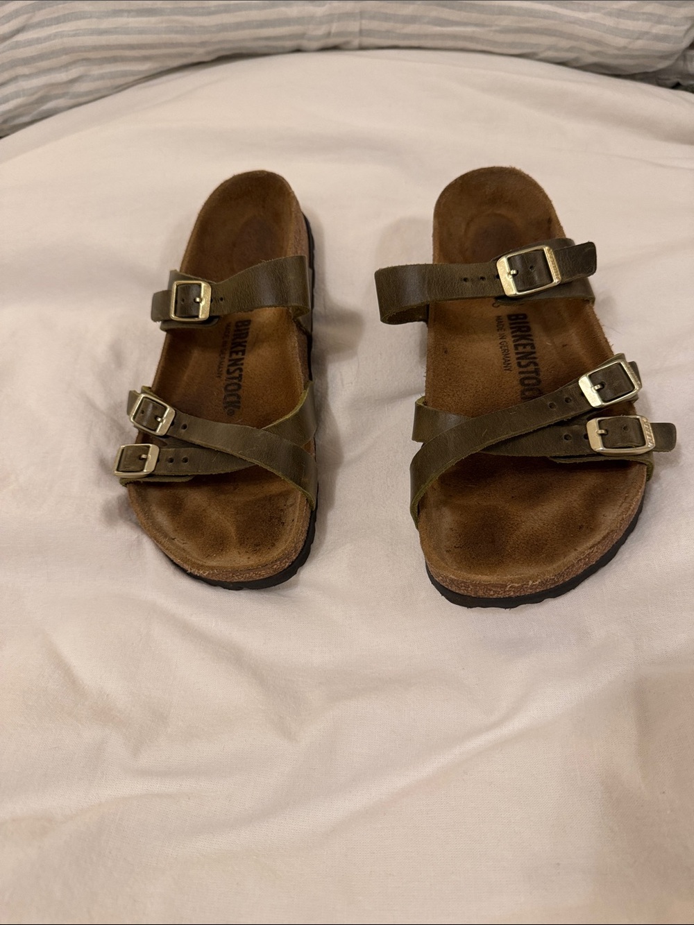 Birkenstock Mayari Triple-Buckle Sandals in Olive Green (discontinued color)